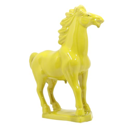 Wemings Ceramic Horse Sculpture -Golden Yellow- 9 inch Hand Made Tang Tri-Color China Cultural Art Piece,Museum Collection Inspired Home and Office Decor