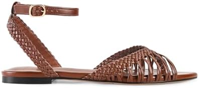 Leather Woven Flats Sandals for Women Strappy Flat Sandals Pointe...