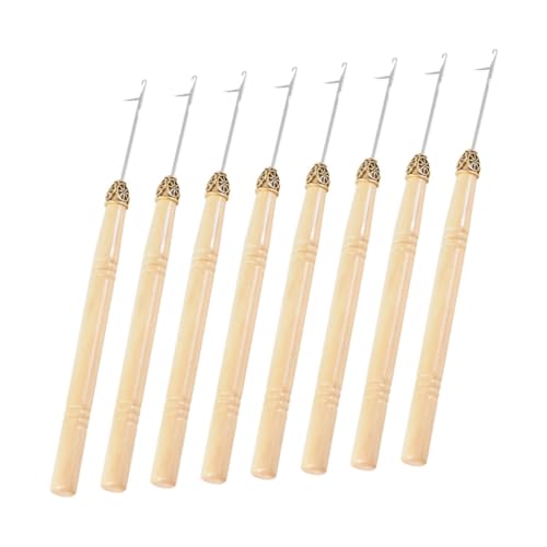 TEHAUX 8 Unidades Agulha crochê com cabo madeira agulha cabelo metal agulha crochê para cabelo agulh