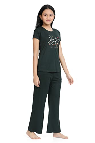 Image of Kids Night Suit for Girls - Cotton Set of Pyjama & T-Shirt Sleepwear - Lightweight & Comfortable Night Wear for Kids