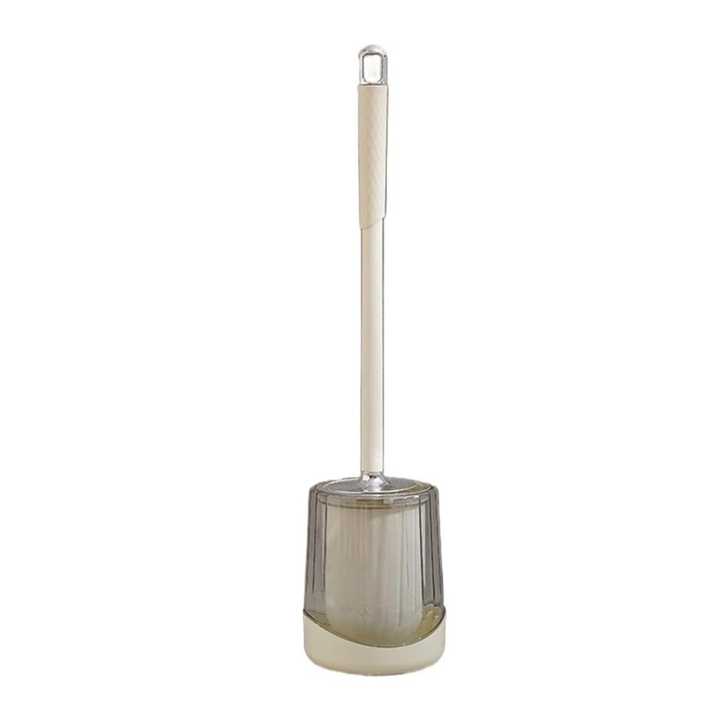 Zyyanshop Silver Toilet Brush Toilet Cleaning Brush With Base Bathroom Long Handle Wall Hanging Soft Bristles(Silver)