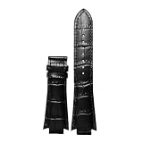 AZSHIW Cinturino compatibile con cinturino for orologio Tissot T60 1853 in pelle fibbia a farfalla da uomo 14MM bocca rialzata 24(Black no buckle)