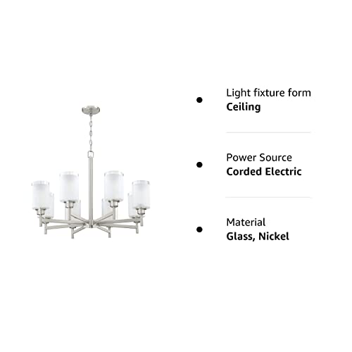 Doraimi Lighting 8 Light Chandelier Brushed Nickel Finish, Classic Style Ceiling Light Fixture With Frosted Clear Glass Shade For Meeting Room Dining Room Chandeliers Fixtures Over Table #TOP6