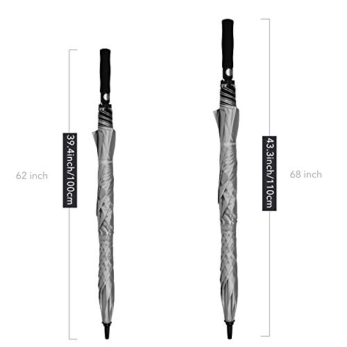 Zekar 62" & 68" Windproof Large Vented Canopy Golf Umbrella, Upf 50+ Patio Umbrella | Sun Uv Protection | Keep You Cool (Silver, 62"-Pack-Of-2) #TOP3