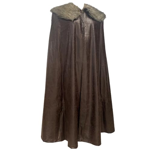 Cape médiévale vintage avec col en fausse fourrure pour cosplay