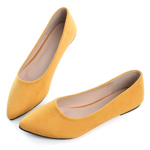 Image of Dear Time Women's Pointed Toe Ballet Flats Simple Casual Office Work Flats Slip-on Comfortable Shoes