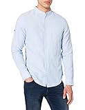 usar camisas como vestidos Estudio Superdry Cotton Linen LS Grandad Shirt Camisa, Blue Bonnet Stripe, XL para Hombre