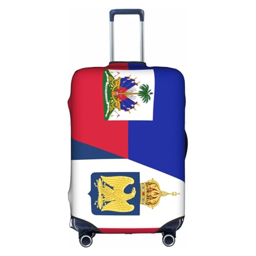 Travel Luggage Cover Half Haiti Half France Flag Fashion Washable Baggage Suitcase Protector Fit For Luggage Small