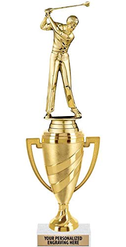 Crown Awards Golf Trophy, 11.3" Gold Cup Male Golf Trophies with Engraving Included, 10 Pack Prime