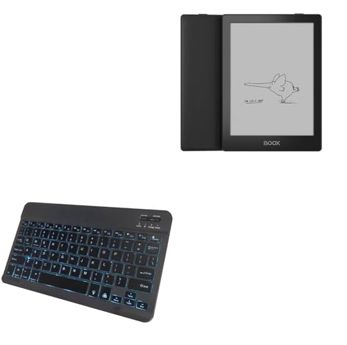 BoxWave Keyboard Compatible with Boox Poke5 E-Ink Tablet (6 in) - SlimKeys Bluetooth Keyboard - with Backlight, Portable Slim LED 7 Colors - Jet Black