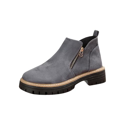 Bottines femme anti-mal de pieds avec talon bas épais et fermeture éclair