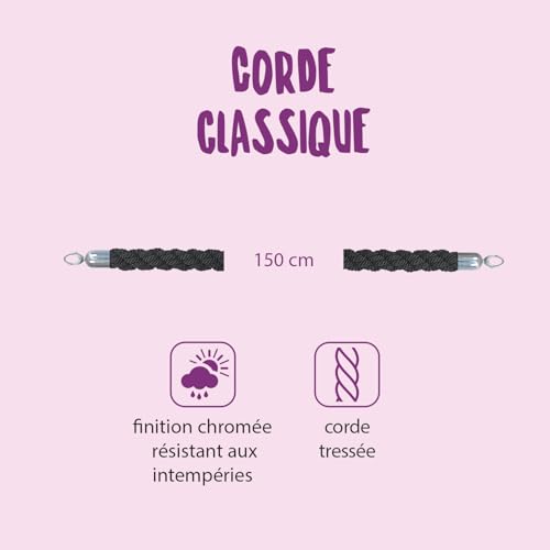 Corde de barrière Classic Securit de 152cm noire pour restaurant - 3