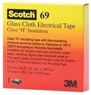 3M Scotch Glass Cloth Electrical Tape 69-3/4"x66', White, Silicone Adhesive, 3/4 in x 66 ft (19 mm x 20.1 m) 10/EA ROLLS
