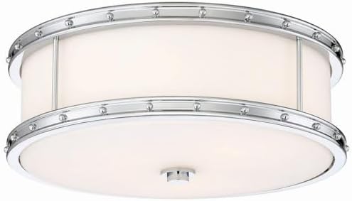 Minka Lavery 827-77-L Drum LED Flush Mount Ceiling Lighting, 1-Light 30 Watt (6" H x 16" Dia), Chrome