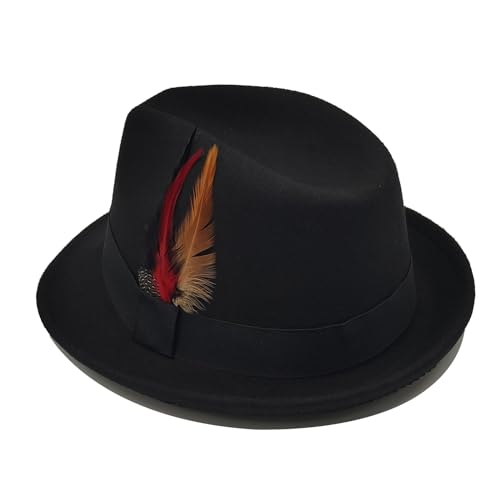 Image of Unisex Trilby Hats Classic Fedora Hats for Women Men Dress Hats Felt Short Brim Fedoras Hat Panama Hat with Band