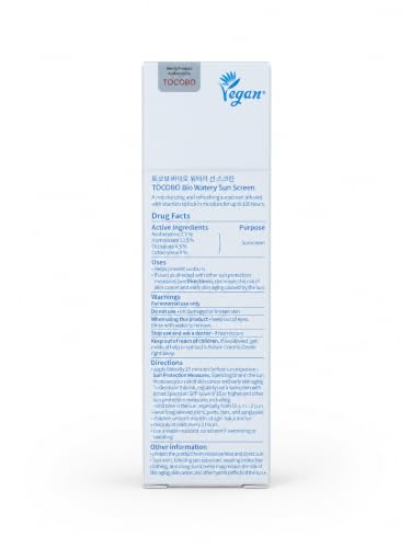 Image of TOCOBO Bio Watery Sun Cream SPF 50 Korean Sunscreen for Face, Broad Spectrum, No White Cast, Lightweight Watery Texture, Dewy Finish Daily Facial Sunblock, Korean Skincare, 1.35 fl oz (Pack of 2)