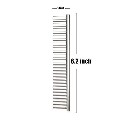 Qiaolejia Dog Grooming Comb,3 Pieces Stainless Steel Cat Combs, 2-in-1 Flea Comb with Round Teeth to Remove Float Hair… - Image 4