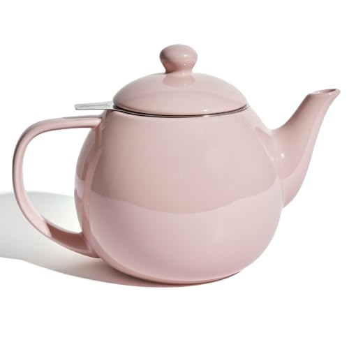 Image of Sweese Porcelain Teapot 27 oz with Infuser for Loose Leaf Tea, Pink