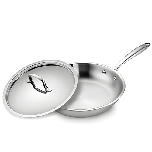 Image of The Better HomeTriply Frying Pan with Lid (1.5 LTR)| Diameter - 22 cm | 2.5 mm Thickness | Induction Cookware | Omelette Pan Non Stick | Long Riveted Handle | Dishwasher Safe