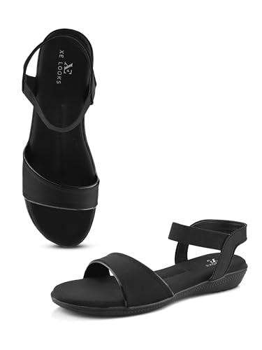 Image of XE Looks Brown Flat Sandals for Women | Broad Front Strap with Secure Back Support | Minimalist Casual Design | Lightweight & Comfortable For Girls