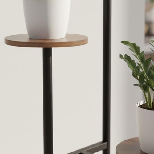 Image of Metal Touch Multi-Tiered Metal Flower Pot Stand - Indoor 6 Layer Tier Iron Plant Pot Display Plant Pot Holder Tall Plant Flower Shelf for Living Room Balcony Living room & Court Garden (T Corner Black)