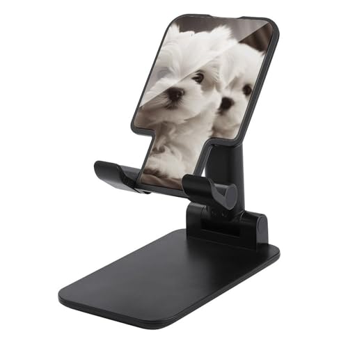 Support de téléphone chiot maltais pliable et réglable en hauteur pour bureau