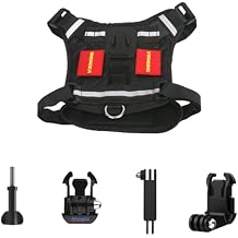 Dog Harness for Gopro, Dog Harness Vest with Buckle Mounts for Gopro Hero 13/12/11/10/9/8/7,DJI Osmo Action 5 pro/4/3 and More Black