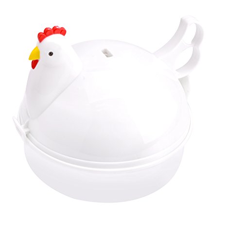 MICOOK Microwave Egg Cooker, Microwave Egg Boiler with Safe Buckle and Handle, No Piercing Required, Dishwasher Safe, Only 5 Minutes for Hard or Soft Boiled Eggs, Chicken Shape(White)
