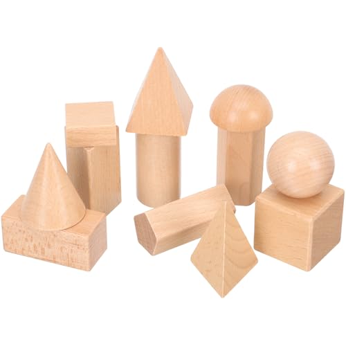UPKOCH Geometrische Körper Set 12 Stück Aus Holz – 3D Formen Lernspielzeug Für Grundschule Kinder – Würfel Zylinder Kugel Und Mehr Für Mathematisches Verständnis