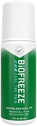 Biofreeze Roll-On Pain-Relieving Gel 3 FL OZ, Colorless Topical Pain Reliever For Muscles And Joints From Arthritis, Backache, Strains, Bruises, & Sprains (Package May Vary)