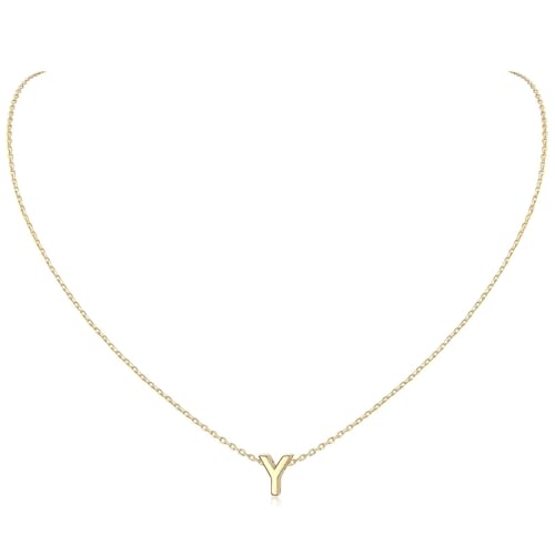 ChicSilver 925 Sterling Silver Initial Necklace for Women Dainty Letter Jewelry Personalized Gift Gold 25.Y
