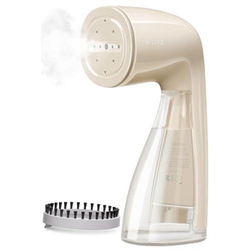 Image of HiLIFE Steamer for Clothes, Portable Handheld Design, 240ml Big Capacity, 700W, Strong Penetrating Steam, Removes Wrinkle, for Home, Office and Travel(ONLY FOR 120V) (Nude)