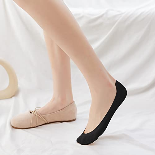 Aoczes 6 Pairs Ultra Low Cut No Show Socks Womens Liner Socks For Flats No Show Non Slip Invisible Socks Ice Silk Socks For Women Summer Black Low Cut Socks For Women Size 5-8 #TOP5