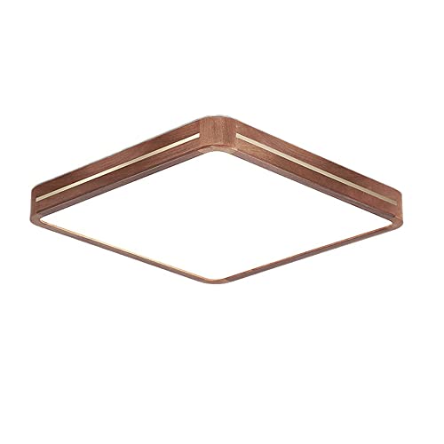JISHUBO Lámparas de instalación empotradas, lámpara de techo cuadrada de madera, lámpara de...