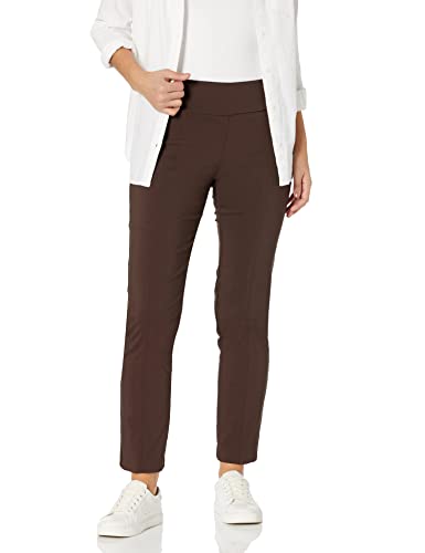 Zac & Rachel Women's Millennium Fabric - Slim Leg Pull-On Pant, Chocolate, 6