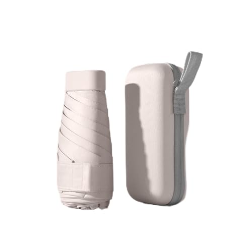Generisch Mini Regenschirm Taschenschirm, 6 Rippen Faltbarer Sonnenschutz, Freien UV Faltender, Schnelltrockener Und Ultraleichter Kompakter Klappschirm Für Männer Frauen, Beige