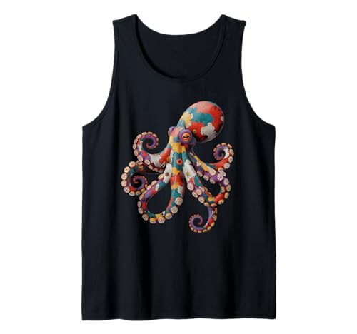 Pulpo Flores Flores Calamar Kraken Buceo Vintage Camiseta sin Mangas