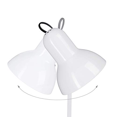 Relaxdays Retro Schreibtischlampe, Gelenk-Arm, schwenkbar, Büro Leselampe, Metall, E27, HxBxT: 50 x 27 x 15 cm, weiß – Bild 8