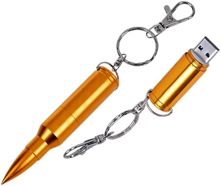 Shooo 128GB Metal Shining Bullet USB 2.0 Flash Drive Memory Stick with Keychain,Bronze
