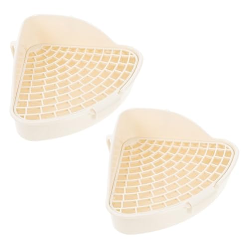 Arenero triangular para conejos LALADEFIEE contenedor higiénico de plástico blanco pack de 2 2
