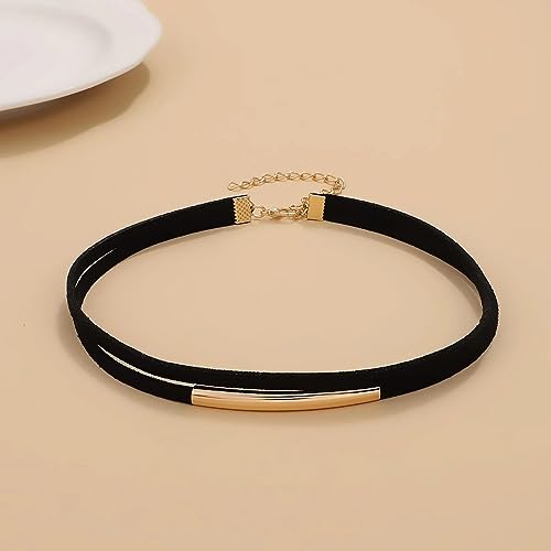 Sora Tuki Black Choker Necklace for Women 1cm-3cm Wide Velvet Leather Lace Chocker Tattoo Collar 90s Goth Jewelry4