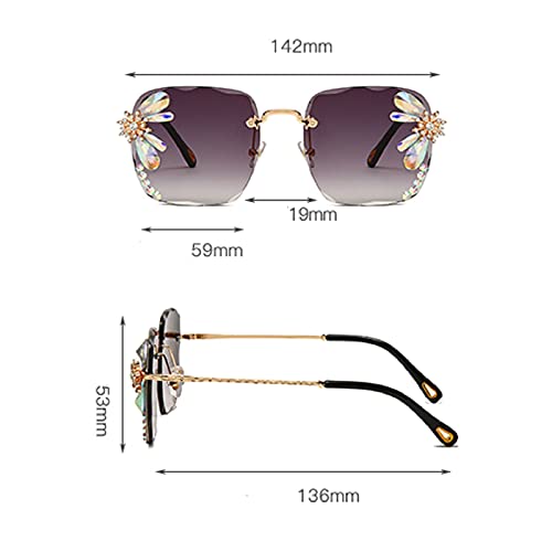 Vintage Rimless Square Rhinestone Sunglasses Women Retro Cutting Lens Luxury Bling Diamond Sun Glasses Female Party Eyewear2