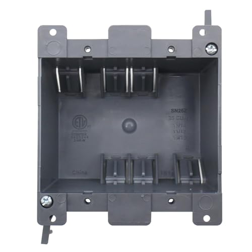 MAKERELE 2 Gang Old Work Electrical Outlet Box| 26 cu.Inch Plastic Junction Box| Remodel Electrical Box for Home Improvement| for Switches| ETL Listed and 2 Hours Fire Protection(1 Pack