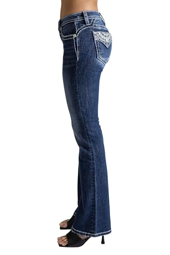 Miss Me Women's Bohemian Faux Flap Pockets Mid-Rise Bootcut Jeans3
