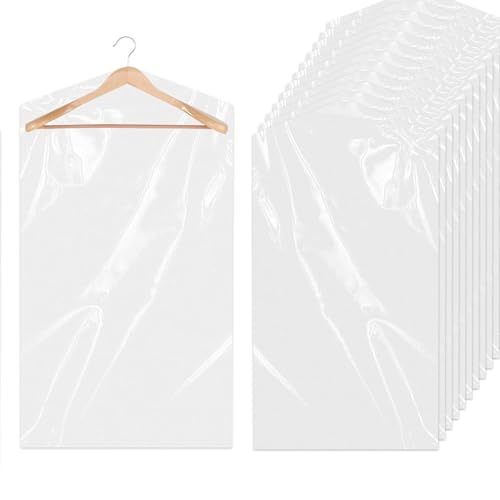 Gekamoyue Fundas Ropa Armario Juego 10, 60x90 cm Transparente Funda para Guardar Ropa, Bolsas para Colgar Ropa, Prueba de Polvo Protección para Camisas, Chaquetas, Trajes, Jerseys