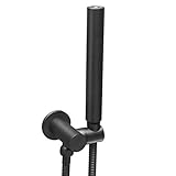 Matte Black Solid Brass Round Double Function Handheld Shower head With Holder And Stainless Steel...