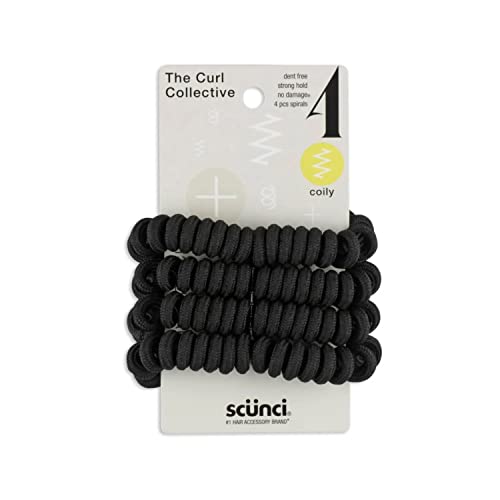 Scunci The Curl Collective Coily Hair Elastics, Black, 4-Pieces