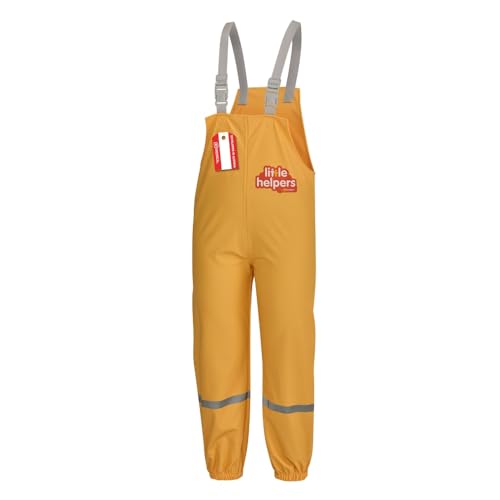 Gebol Kinder Regenhose Little Helpers Emoji, 1 Stück wasserdichte Matschhose mit Hosenträgern & Reflektoren, robust & leicht, für Jungen & Mädchen, Farbe: orange, Größe: 122/128