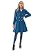 GRACE KARIN Women Fashion Lapel Double-Breasted A Line Trench Coat Jacket Teal Blue XL