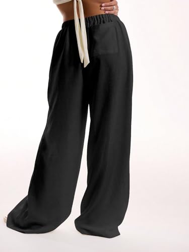 Image of RoseSeek Women's Beach Cover Ups Wide Leg Loose Linen Pants Swimsuit Coverup Summer Vacation Outfits 2026
